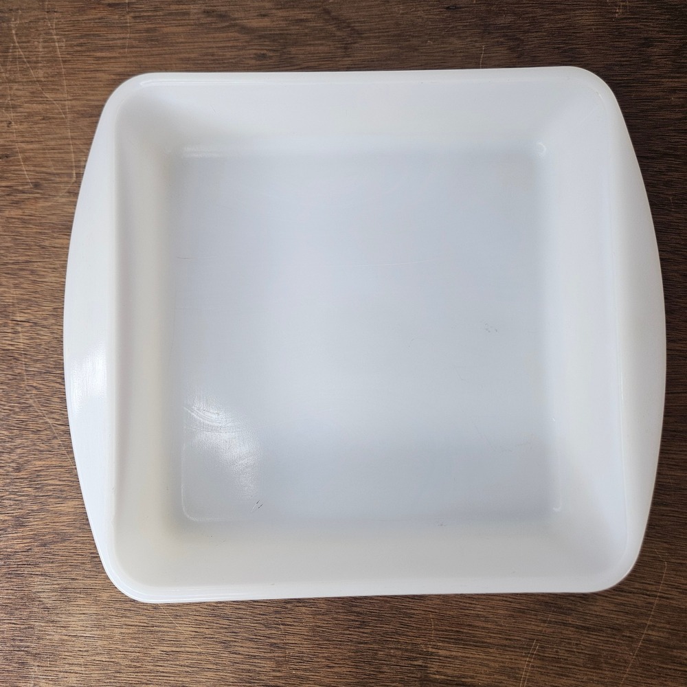 Vintage Glasbake White Milk Glass Square Casserole Baking Dish J-247 Made in USA